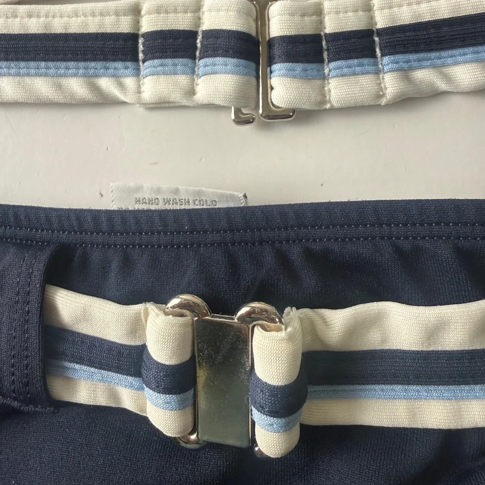 JAG Blue and White Bikini Set EUC Size‎ Medium Buckle Accent Beach Resortwear
